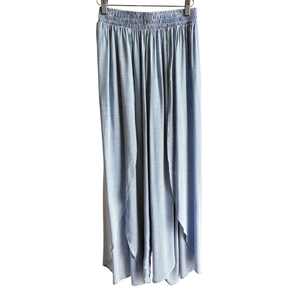 Blue Life Pull On Pants Tulip Split Hem Size XS Blue White Wide Leg